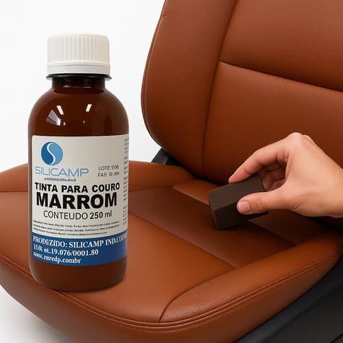 Tinta Para Couro Marrom Plástico Banco Carro Sapato Sofá 250ml