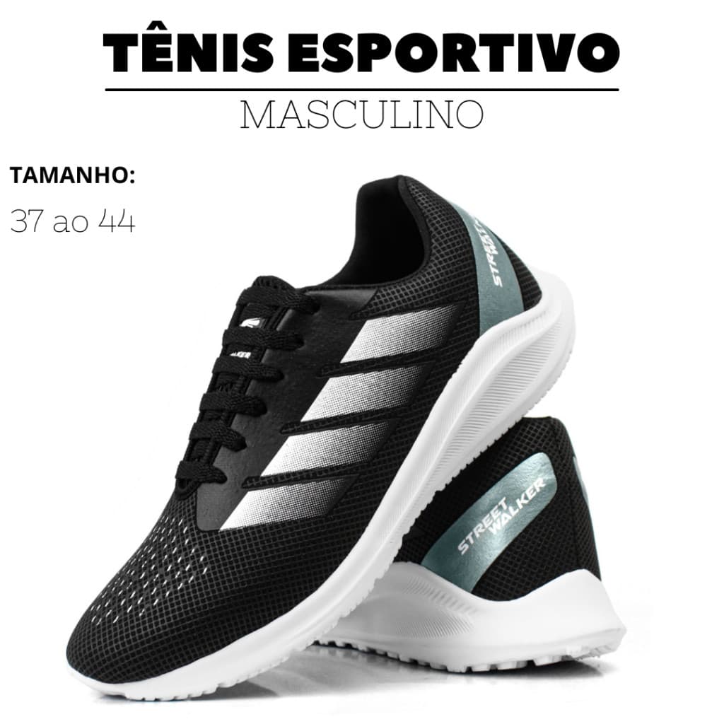 Tênis Masculino Esportivo Leve Corrida Caminhada Academia Street Walker 37 ao 44