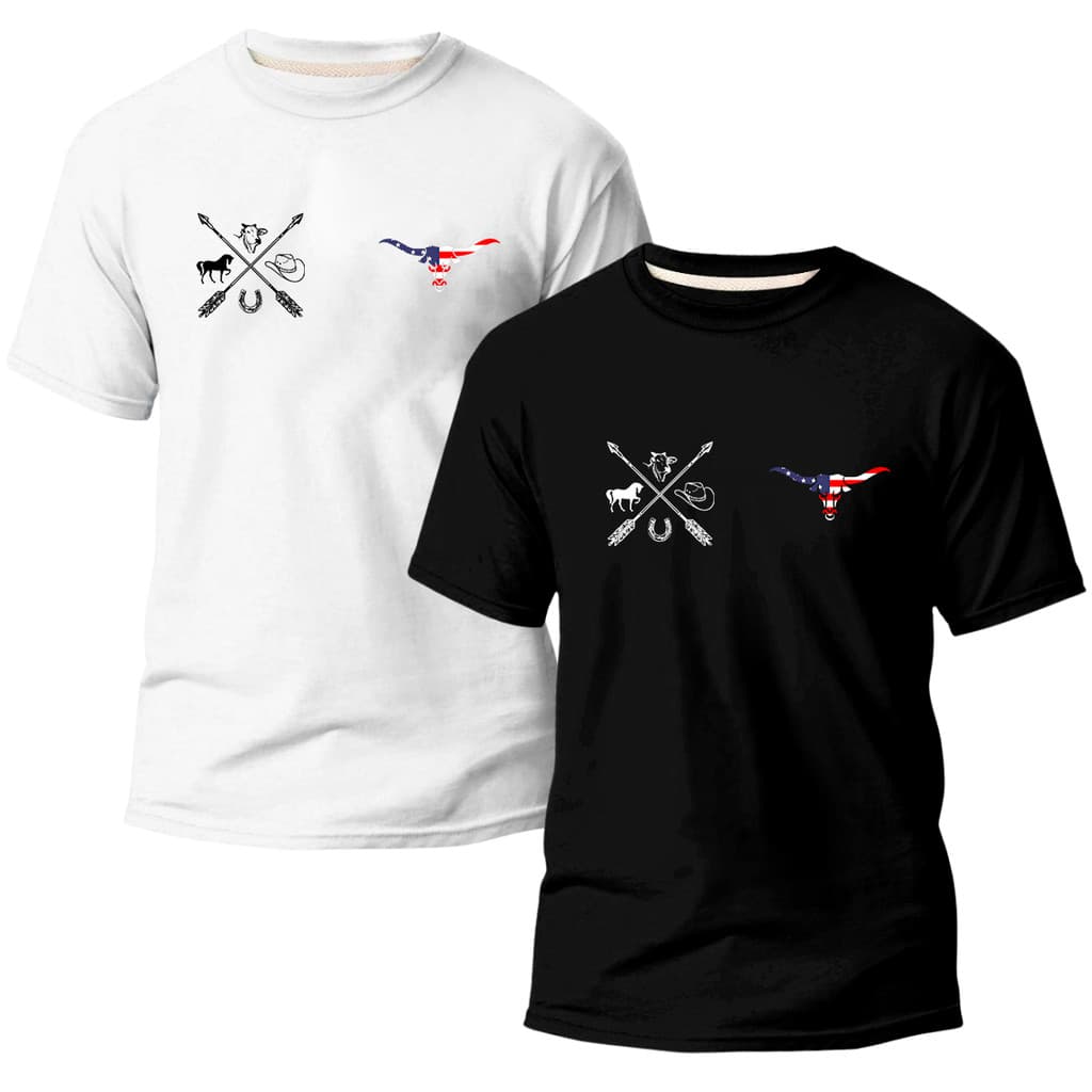 Kit Masculino 2 Camisetas Country Rodeio Camisas TXC 100% Algodão Variaveis Fio 30.1 Penteado