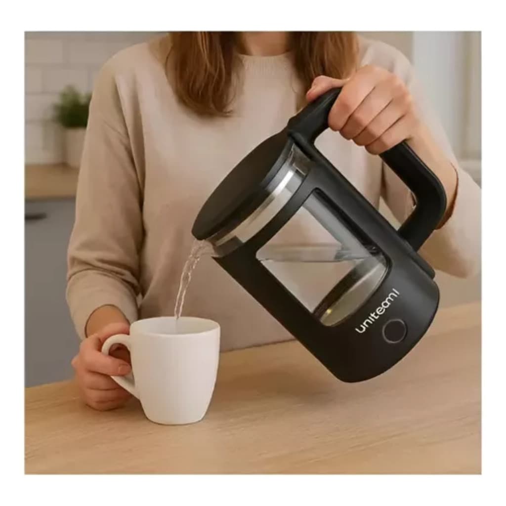 Chaleira Elétrica De Vidro Mali 1,5L Unitermi Preta