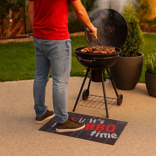 Tapete Capacho de Vinil Antiderrapante para Área de Churrasco 75cmx40cm Ganhe Brinde