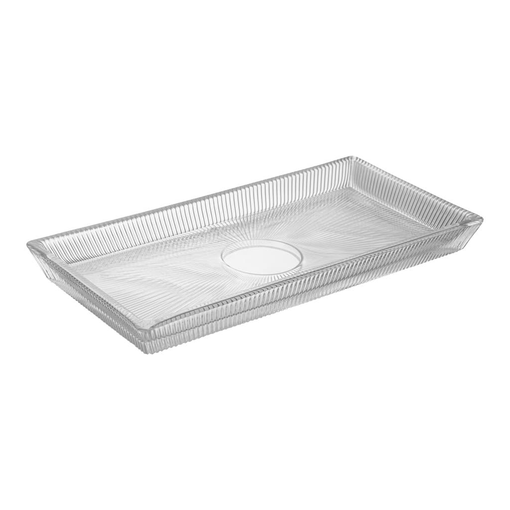 Travessa Oval de Cristal Lines Wolff 27x14cm - Petisqueira para Servir Aperitivos na Mesa Posta