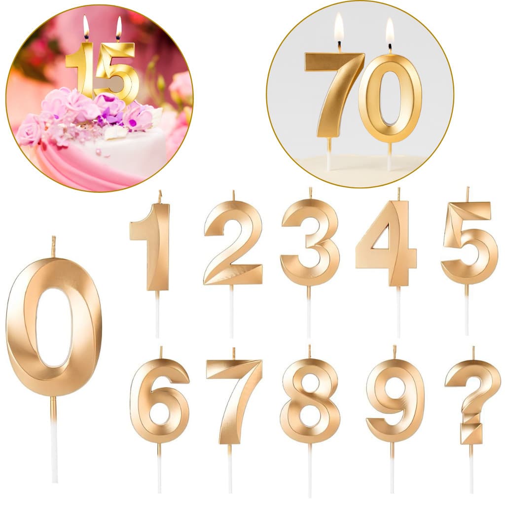 Kit 2 Velas de Aniversário Unidade Design Perolizada Dourada Metalizada Bolo Grande  - Silver Festas