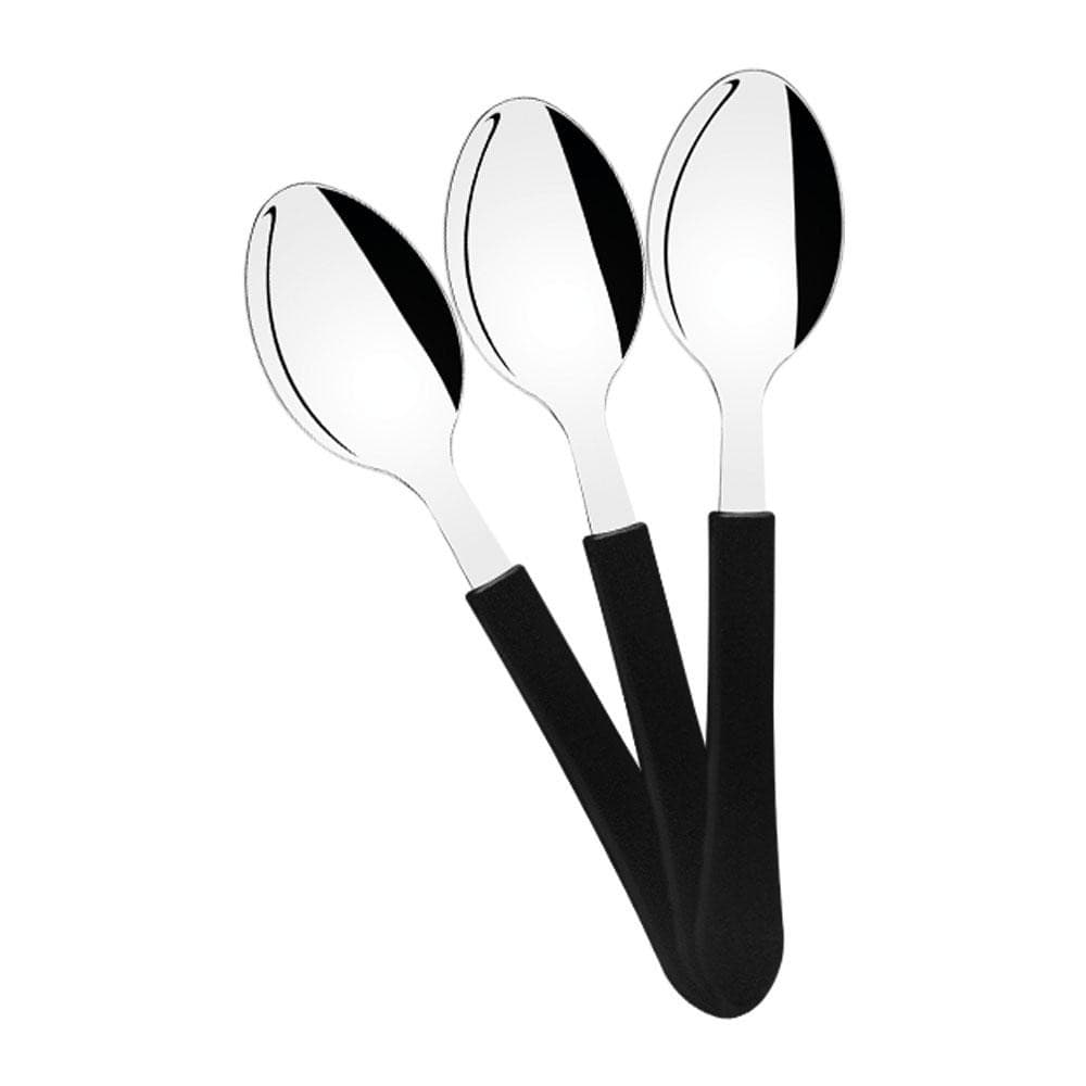 KIT - 12 Colheres de Chá Leme Com Lâmina em Aço Inox Cabo Preto CCPBAG - Tramontina