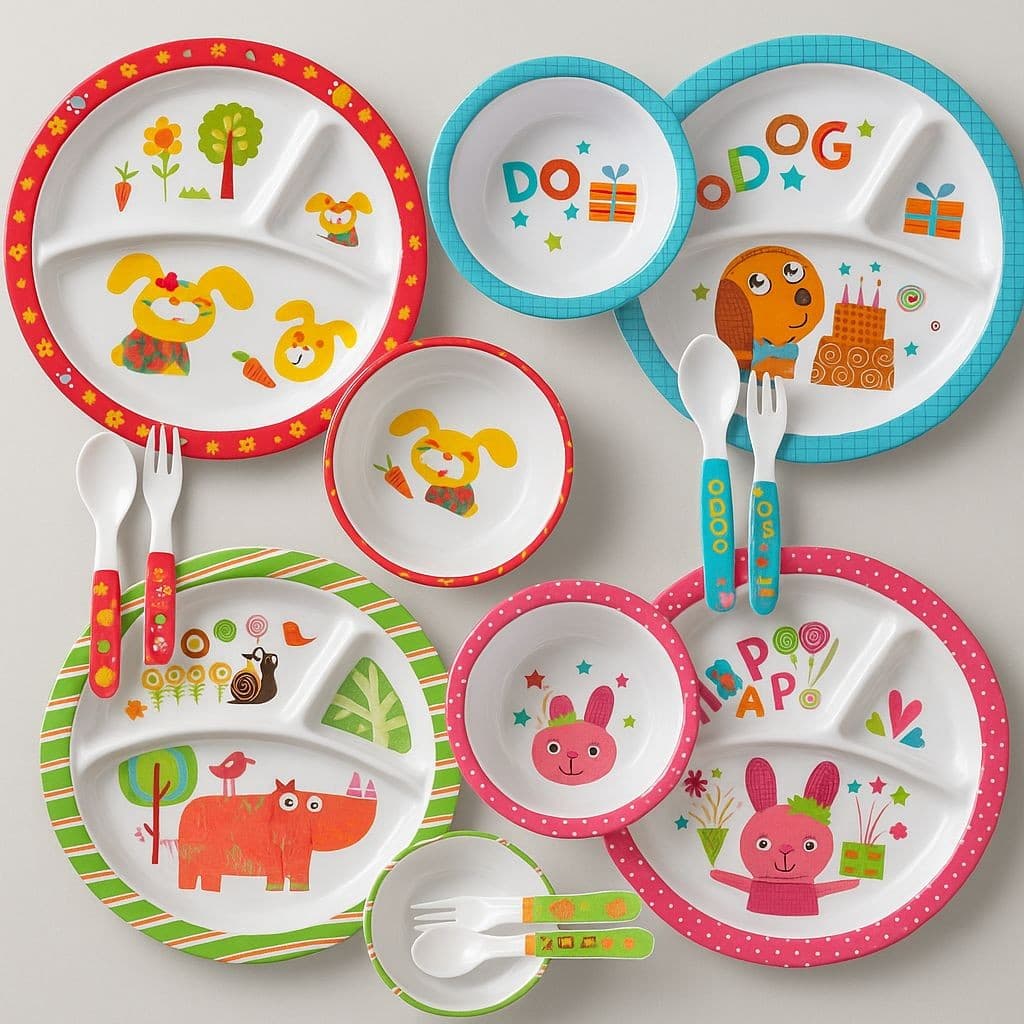 KIT COM 2 Conjunto Prato Infantil 4 Peças – CORES E MODELOS
