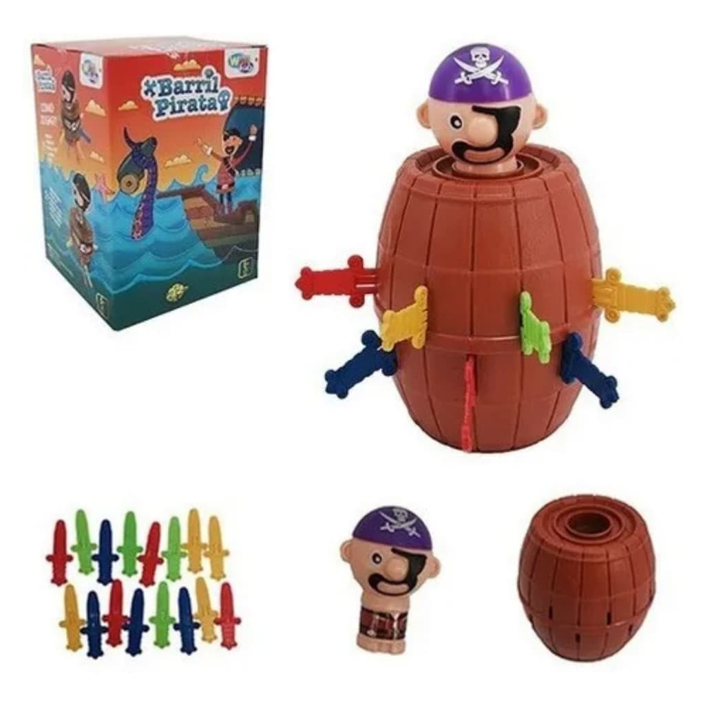 Jogo Barril Pula Pirata Brinquedo Infantil 18 Peças Grande