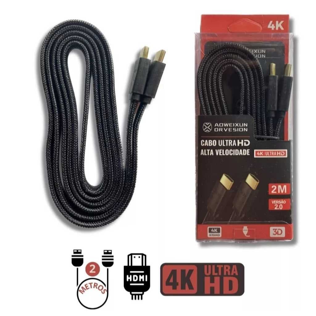 CABO HDMI 2MT DE NYLON 4K ALTA VELOCIDADE