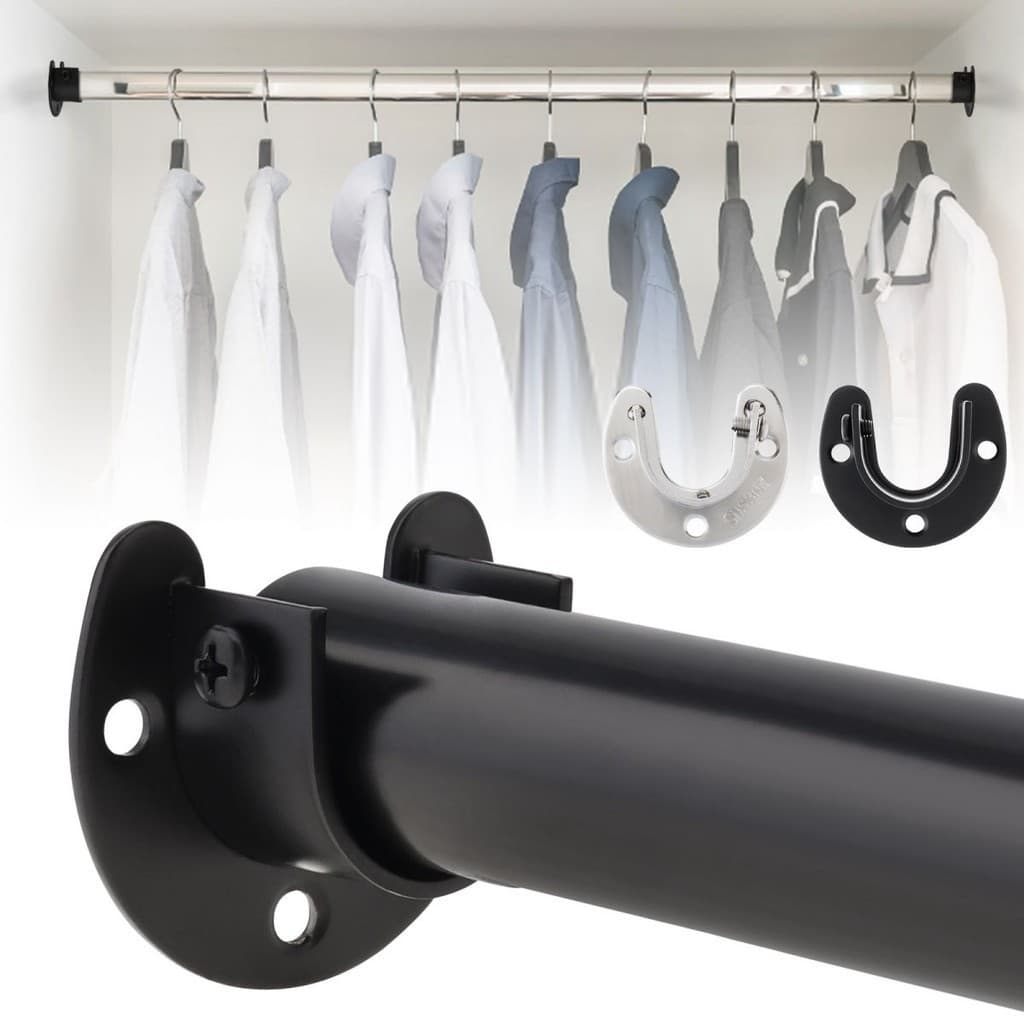 Assento De Flange Aberta Em U De 25/32mm Aço Inoxidável Haste De Cortina Ajustável/Suporte De Pólo De Roupa Para Pendurar Guarda -