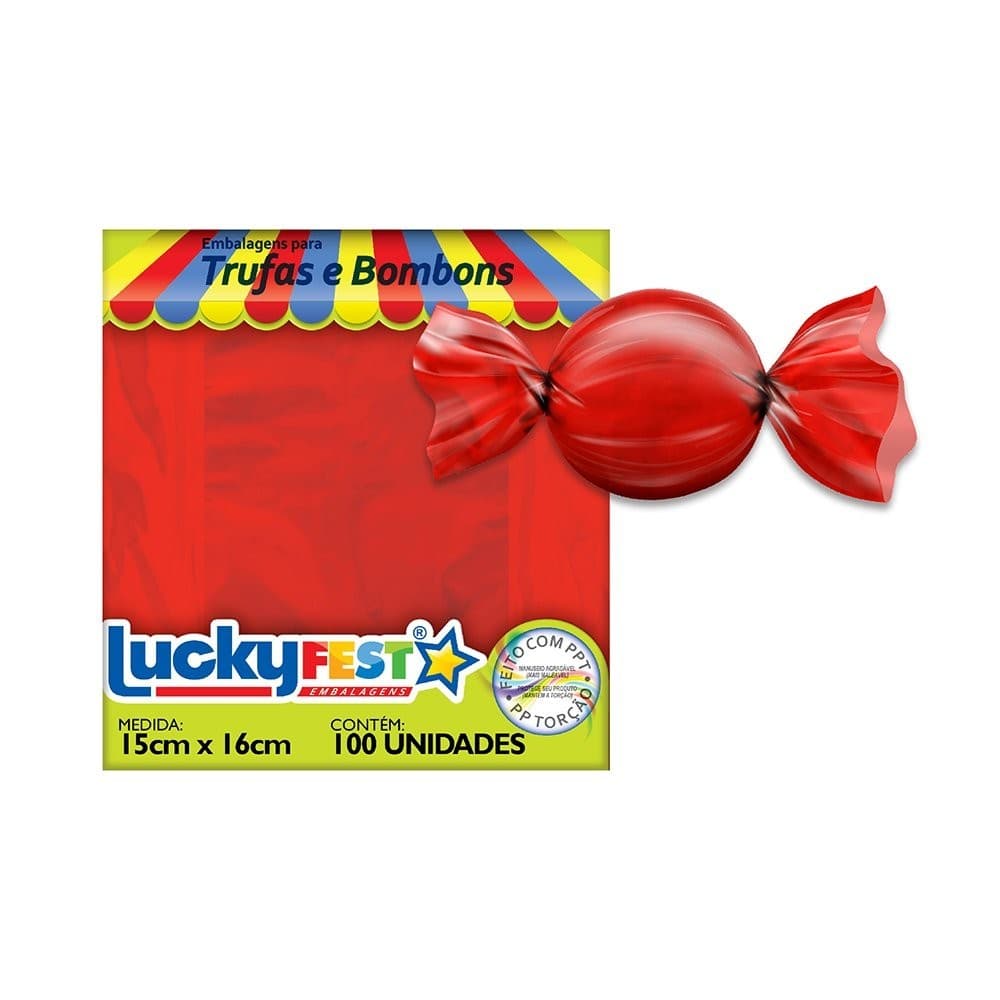 Embalagem Para Trufa Lucky Fest Nenhum - Vermelho