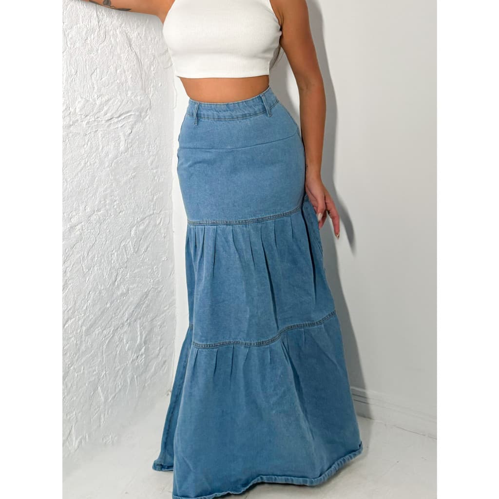 ninajeans 1010 1012 saia jeans feminina saia longa tecido grosso