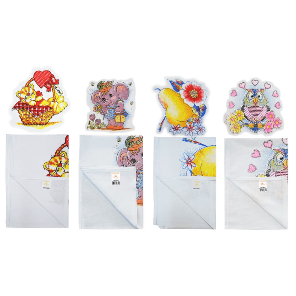 Kit 5 Pano De Prato Pé De Galinha Estampado - 68cm X 41cm