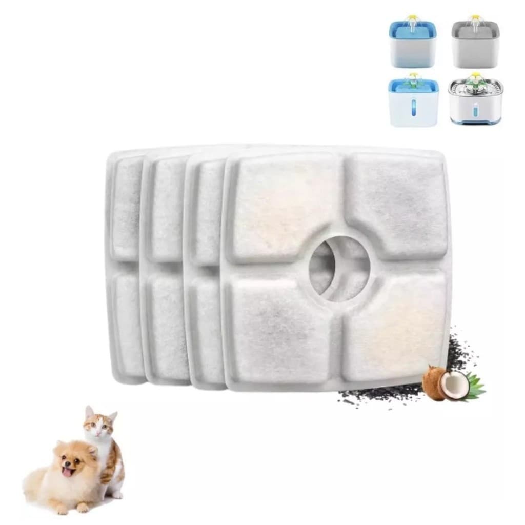 Kit 4 Filtros Refil Bebedouro Fonte De Água Pet Cães Gatos