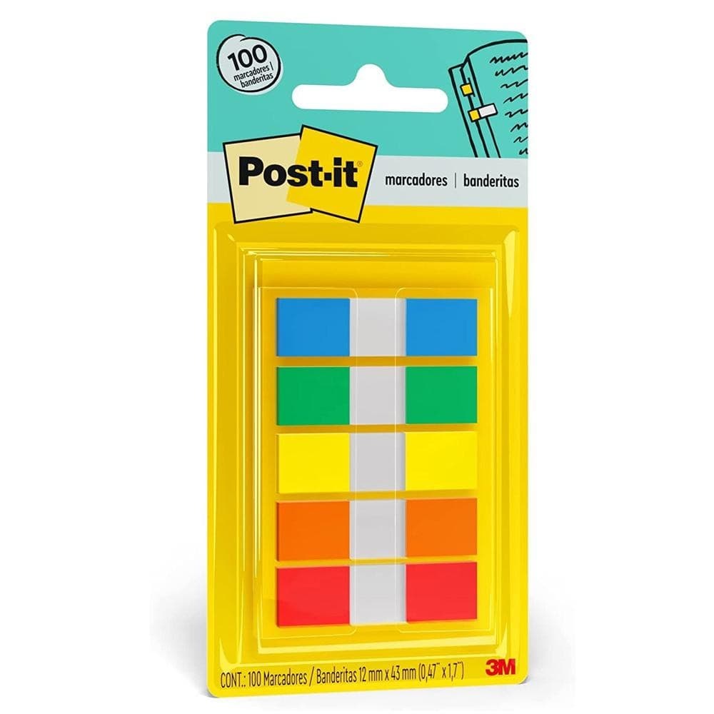 Nota Adesivas Post-it 12x45mm C/5 Blocos Cor Sort. 100Fls 3M