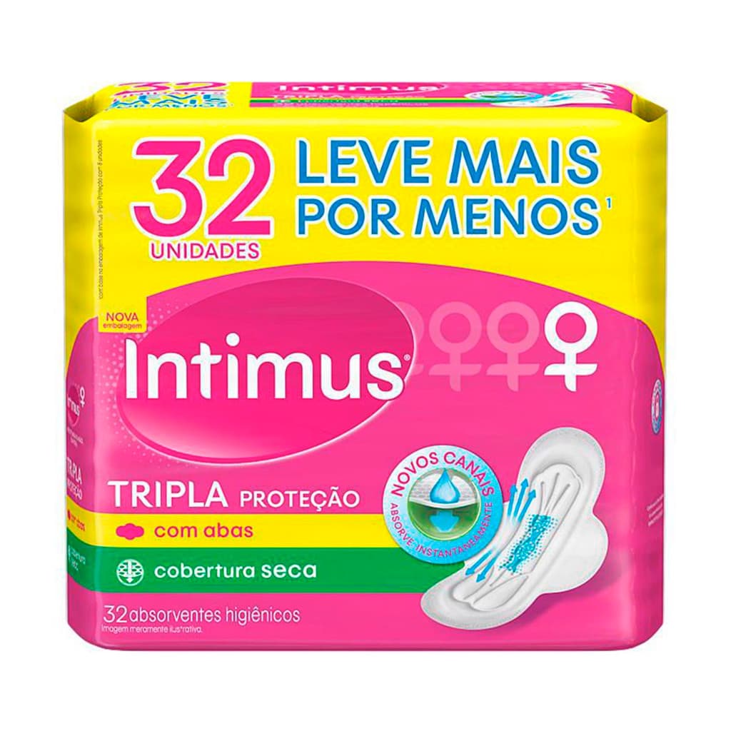 Absorvente Intimus Gel Tripla Proteção Cobertura Seca com Abas 32un