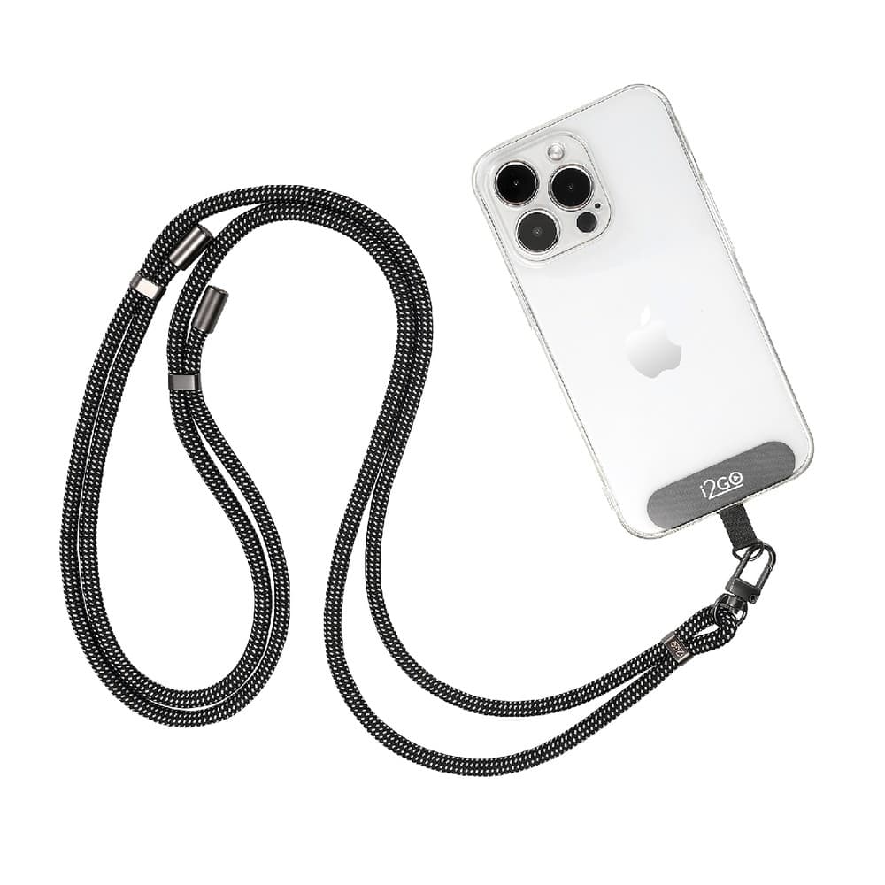 Cordão Para Smartphone i2GO Nylon Premium Preto e Cinza