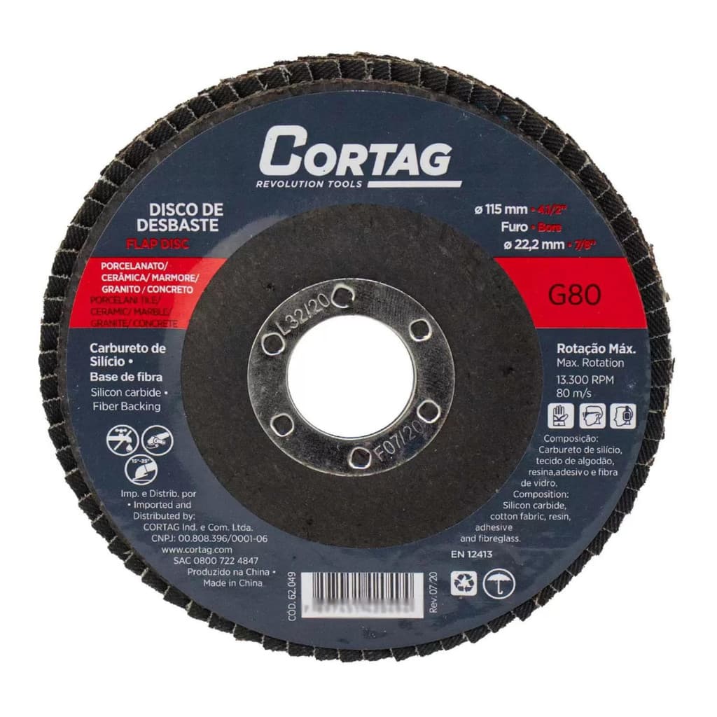 Disco Flap Cortag Porcelato Lixadeira Lixa Desbaste Acabamento