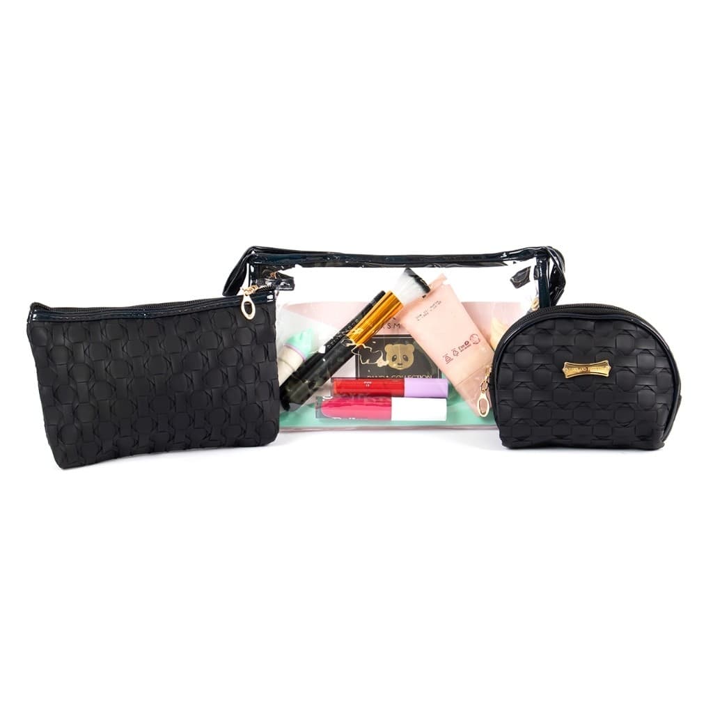 Kit 3 Bolsas Necessaire Feminina para Maquiagem e Acessórios Organizador Prático e Elegante