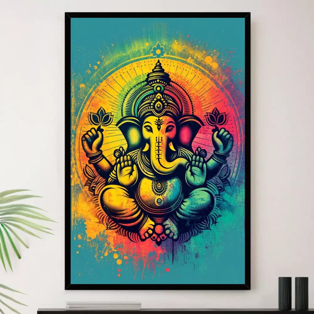Quadro Ganesha Sabedoria Talento Decorativo A4 23x33cm