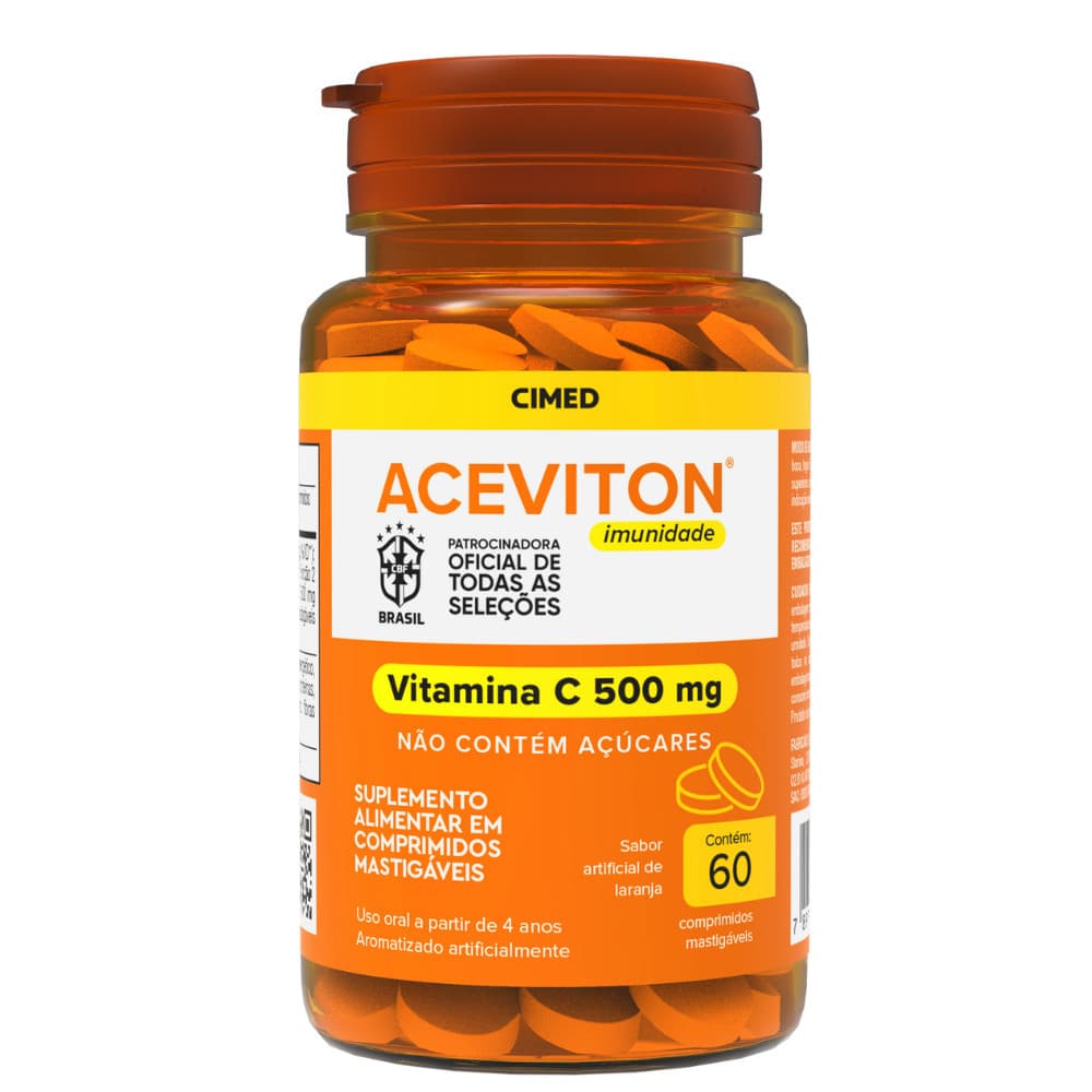 Aceviton Imunidade Vitamina C Com 500 mg Sabor Laranja Com 60 Comprimidos - CIMED