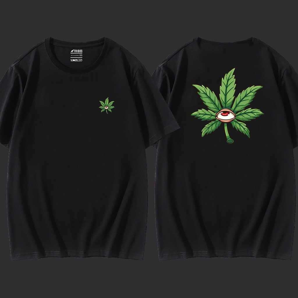 Camisas Masculino Tendeçia Camiseta Preta Masculina Olho Folha Verde  Blusa masculina de algodao estampada A//PRONTA ENTREGA IMEDIATO