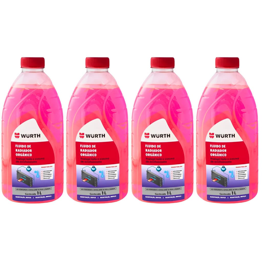 Kit 4 Aditivo Rosa 1L Solução Prática Para Radiadores Wurth
