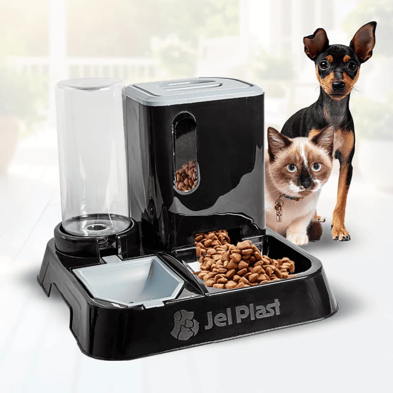Kit Comedouro e Bebedouro Dupla Função Dispenser de ração 1 Litro de Água Comedouro Cachorro e Gato Cães e Gatos