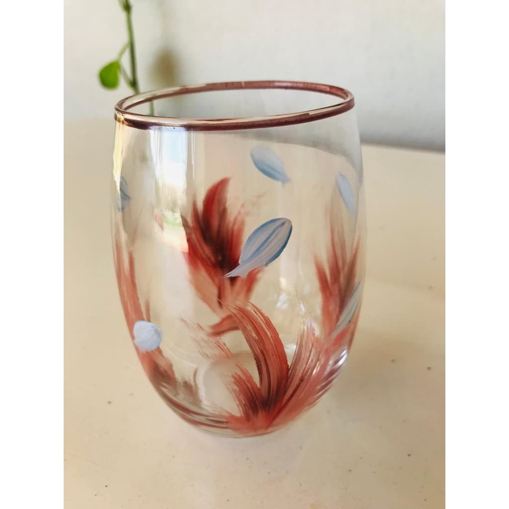 Conjunto de 2 Copos de Vidro Pintado a Mão de 465ml