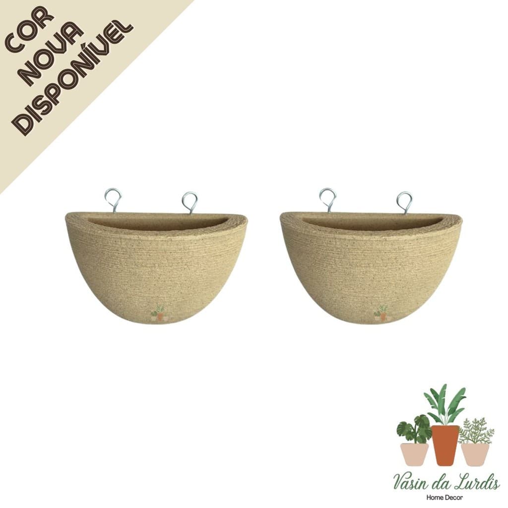 Kit 2 Vasos de Parede P Grafiato Polietileno Leve Resistente Decoração Interna e Externa