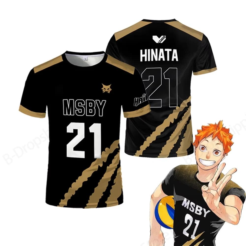Camisa De Vôlei Haikyuu Msby Hinata Anime Japonês Cosplay Impressão 3d Camiseta Masculina Moda Feminina Karasuno Topos C