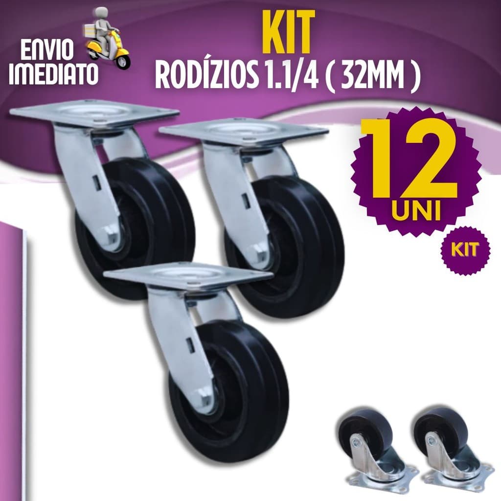 Rodízios Giratórios 4/8/12 Peças Rodinhas Mini Rodas Rodizio Móveis Vaso de Plantas  3,2cm sem Trava