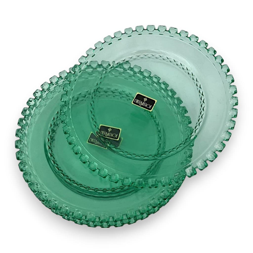 Jogo 6 Pratos de Sobremesa Cristal Diamante 19cm Verde Menta