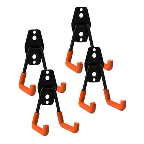 4 Suporte De Parede Aço Multiuso 23kg  Mangueira Escada Cor Preto + Parafuso e bucha