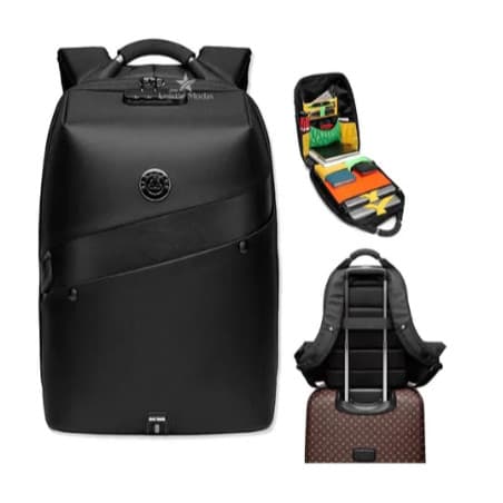 Mochila Notebook Executiva Resistente Moderna C Cadeado Cor Preto