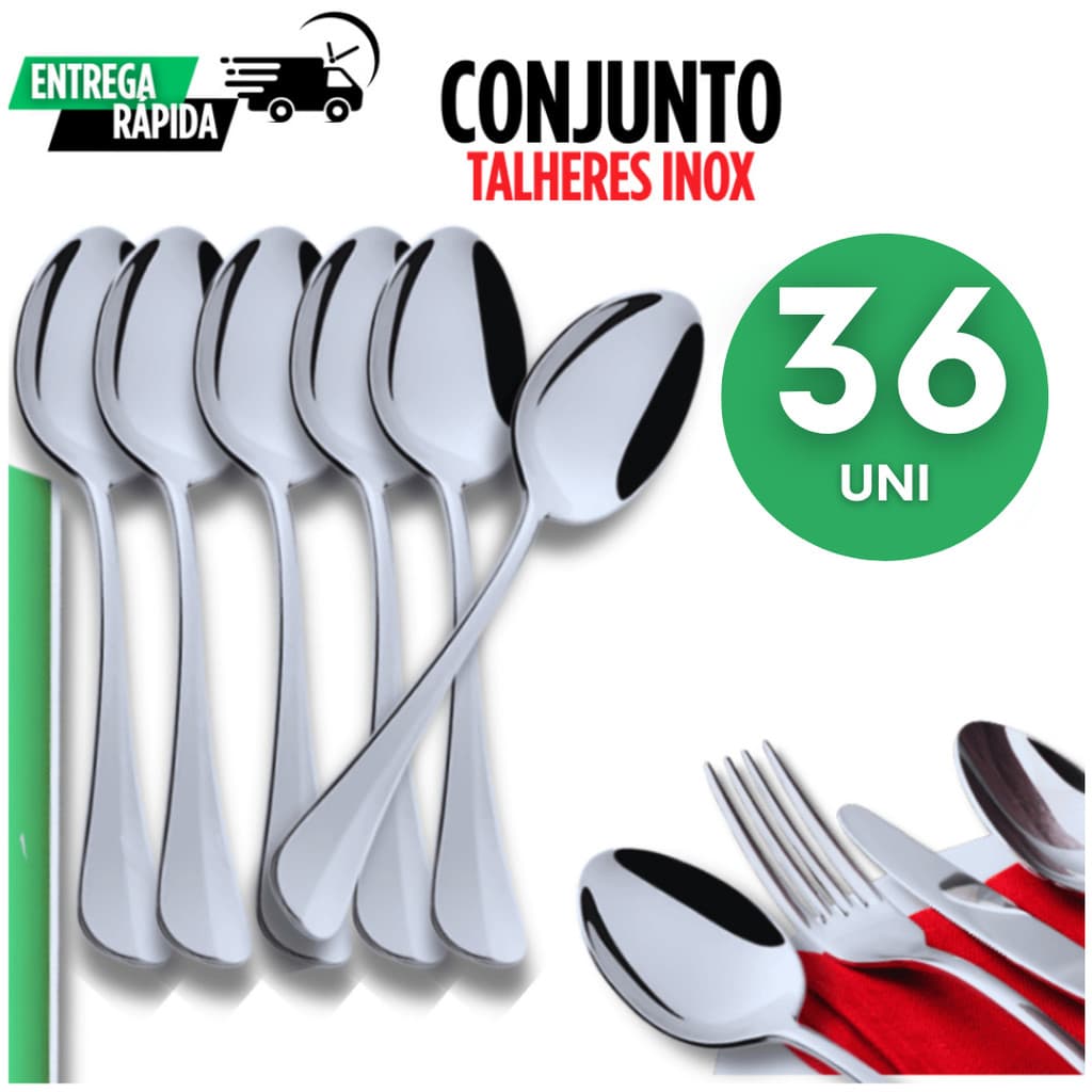 Jogo 36 Colheres Talher Reforçados Inox – Talheres Praticidade e Resistência no Dia a Dia
