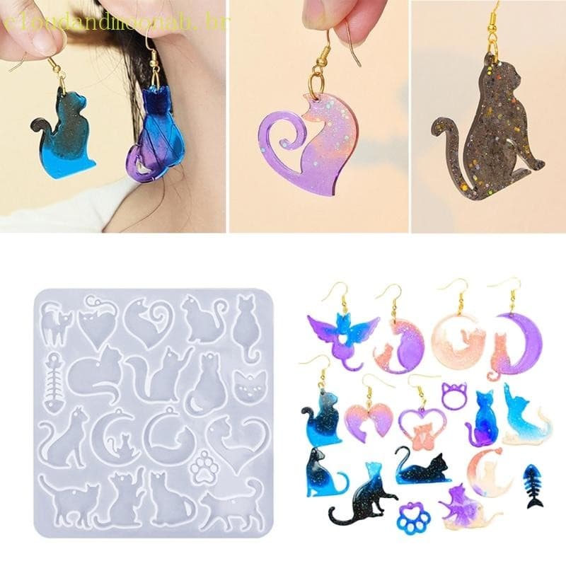 CLO Criativo Pingente Moldes Brincos Molde Silicone Gatos Forma Uso Diário Jóias Textura Para Fazer