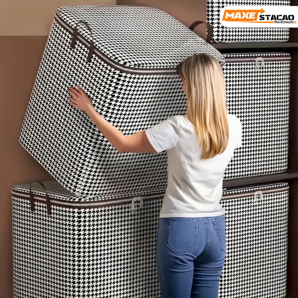 Caixa de Armazenamento Resistente para Edredons, Mantas e Têxteis – KIT 100L/140L/180L