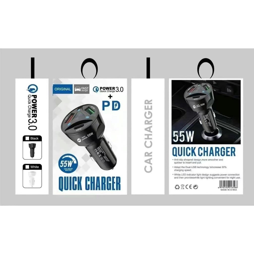 Qc3.0 Carregador Do Telefone Móvel Do Carro De Carregamento Rápido Adaptador 3 Portas Soquete
