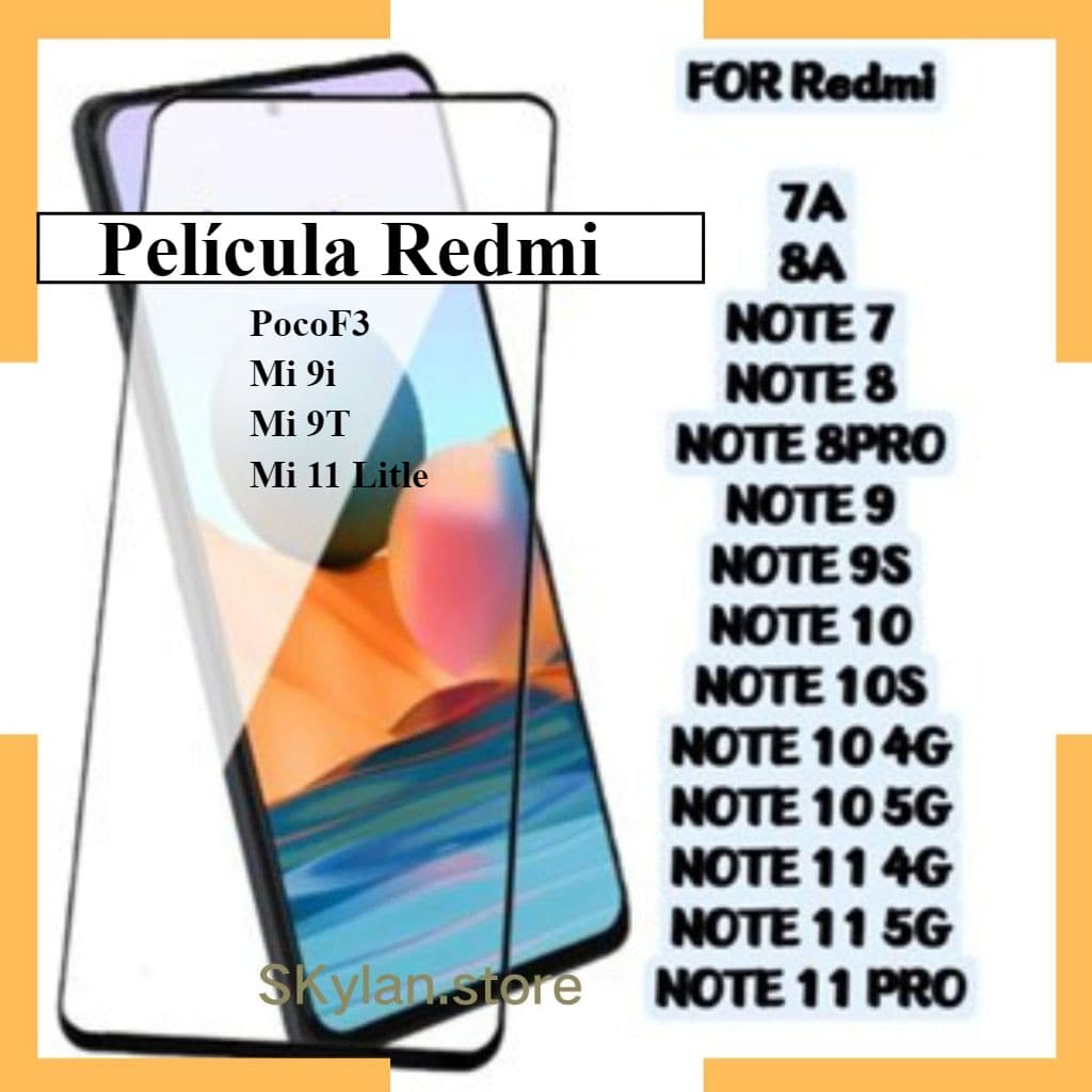 Pelicula 3D Vidro Xiaomi REDMI NOTE 8 9 10 11 / POCO