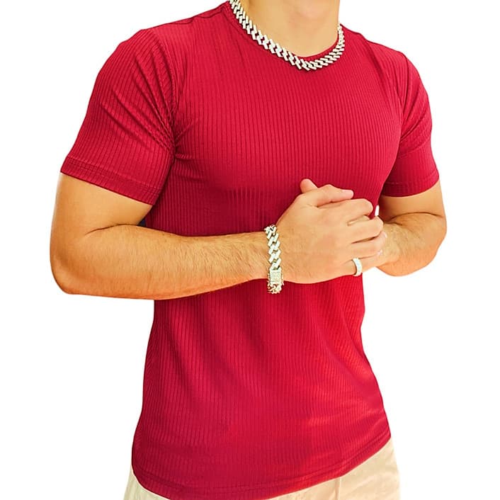 Camiseta Masculina Básica Manga Curta malha Canelada Lançamento
