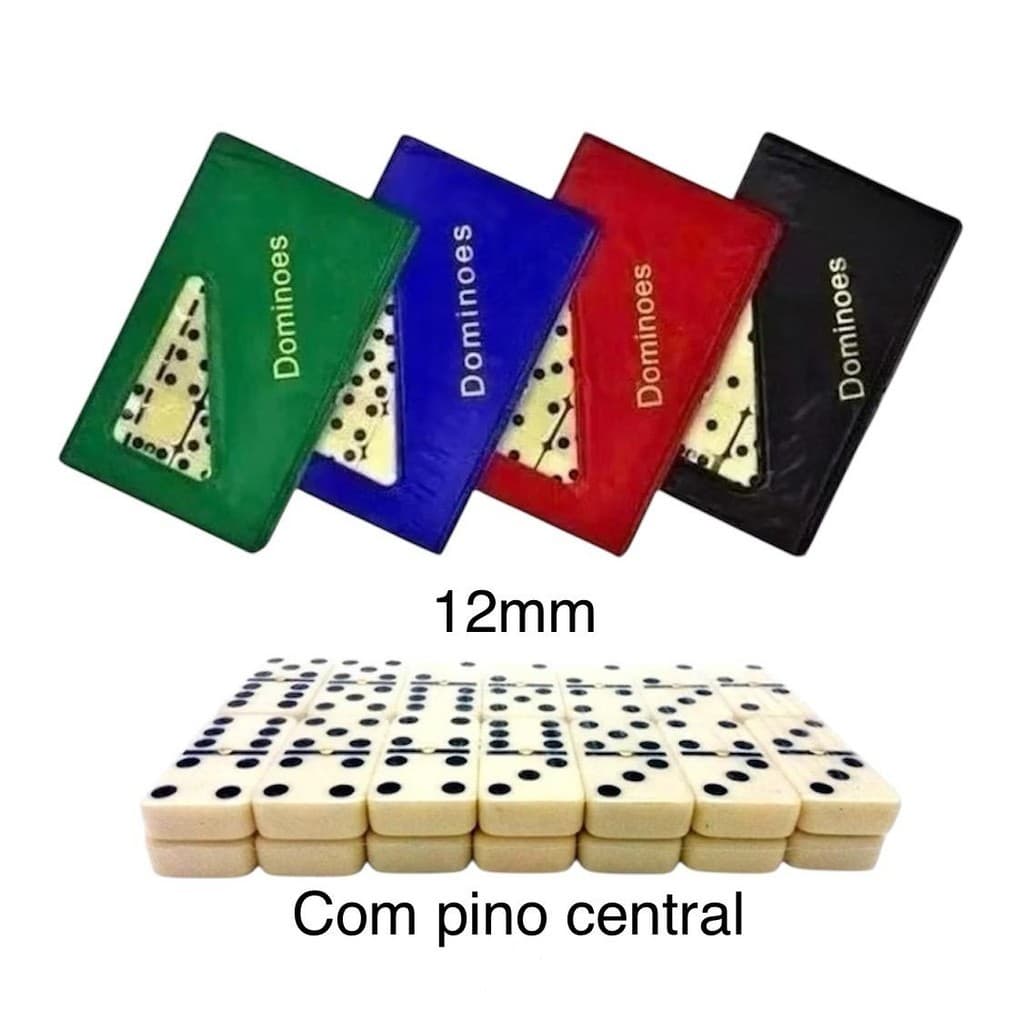Jogo De Dominó Profissional Grosso Osso Com Pino Central De Metal 28 Peças 12mm Diversão Garantida Alta Durabilidade