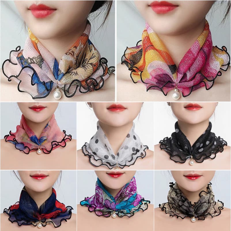 Boêmio retro Lenço De Renda Fino Moda Feminina Versátil Cachecol Acessórios Imitação Pérola