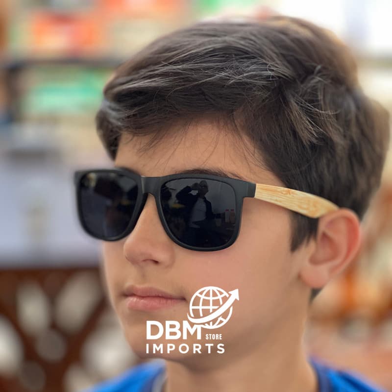 Óculos de sol Infantil Unissex | Lentes Pretas, 24k com proteção UV 400