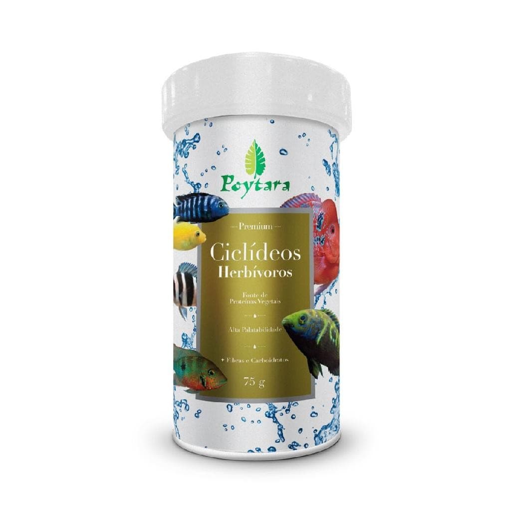 Ração Poytara Ciclídeos Herbívoros para Peixes Adultos 75g