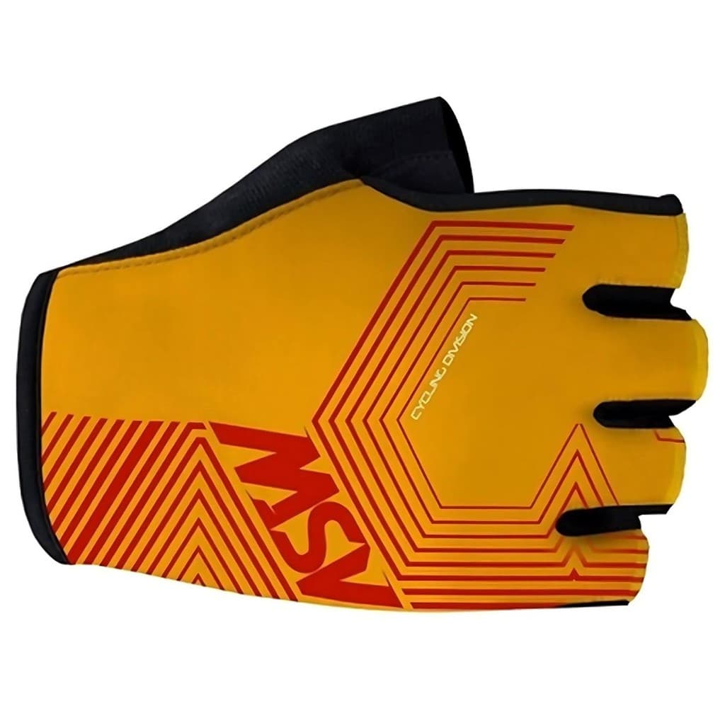 Luva Ciclismo Bike Asw Flex Polygon Meio Dedo Amarela Vermel