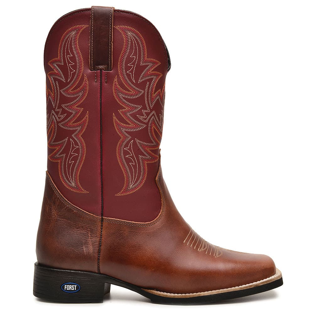 Bota Masculina Texana de Couro Luxo Bordado Americana Country Boiadeiro