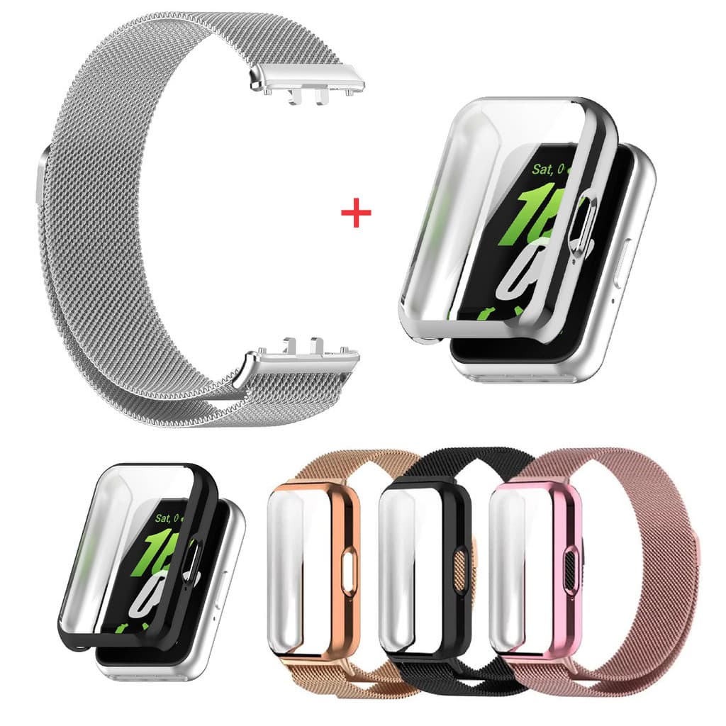 Bracelete Magnética De Laço 2 Em 1 Para Samsung Galaxy Fit 3 Fit3 SM-R390 De Aço Inoxidável De Substituição De Pulso Inteligente Tampa Da Caixa TPU Completa