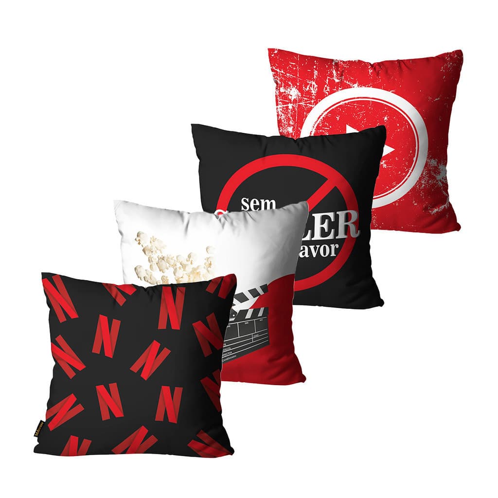 Kit com 4 Capas para Almofadas Movie Netflix 45x45