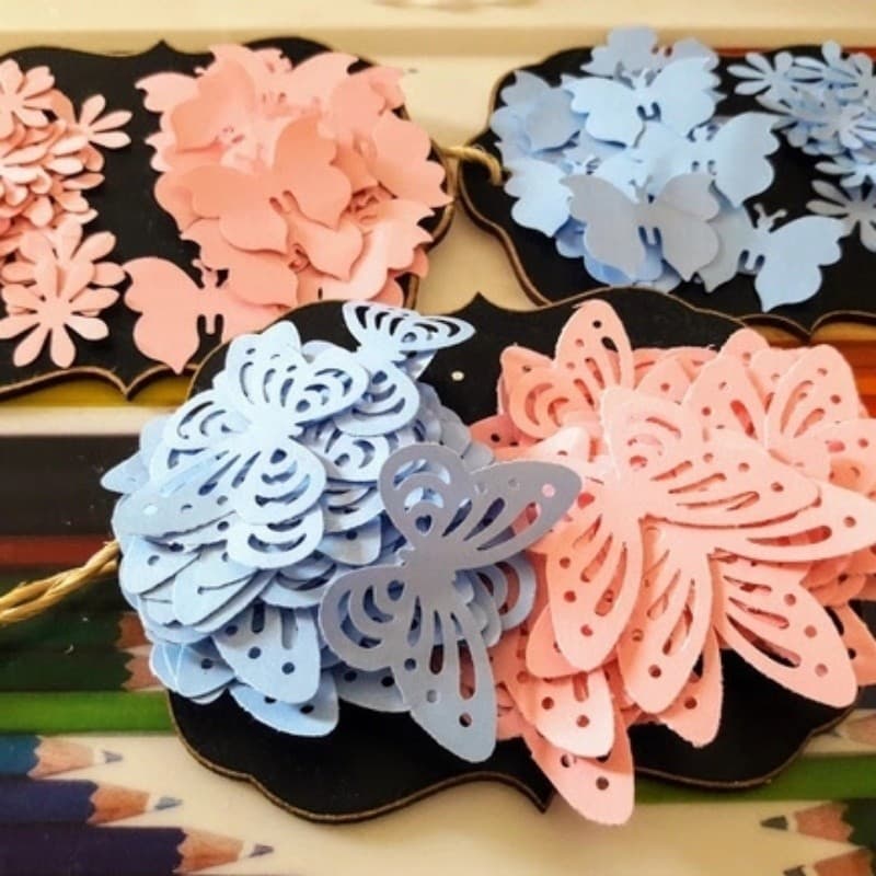 kit 200 apliques de festa 🦋100 Borboletas 🌼50 mini Flores pétalas 🦋 50 mini borboletinhas
