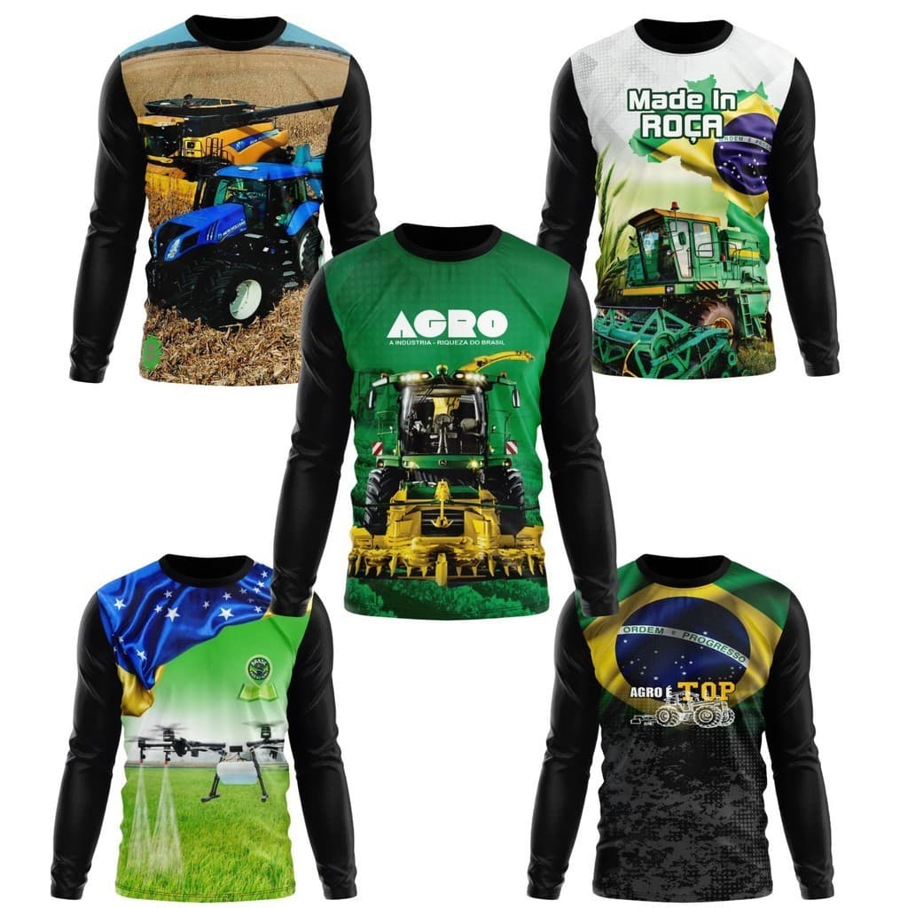 Camisa Camiseta Masculina e Feminina Uv Proteção Solar Agro Rural Trator