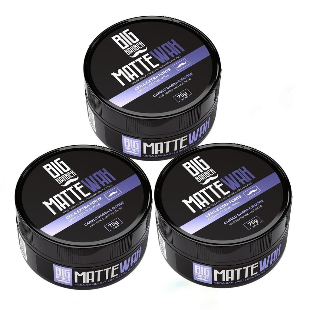 Cera Capilar Matte Wax Big Barber 75g Efeito Seco Caixa Com 3 Unidades
